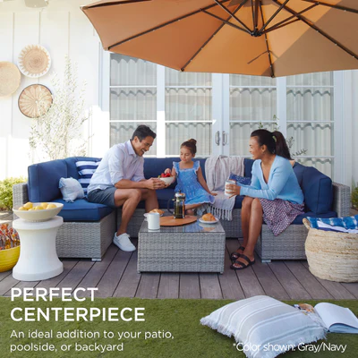 Powder-coated steel frame of the patio furniture