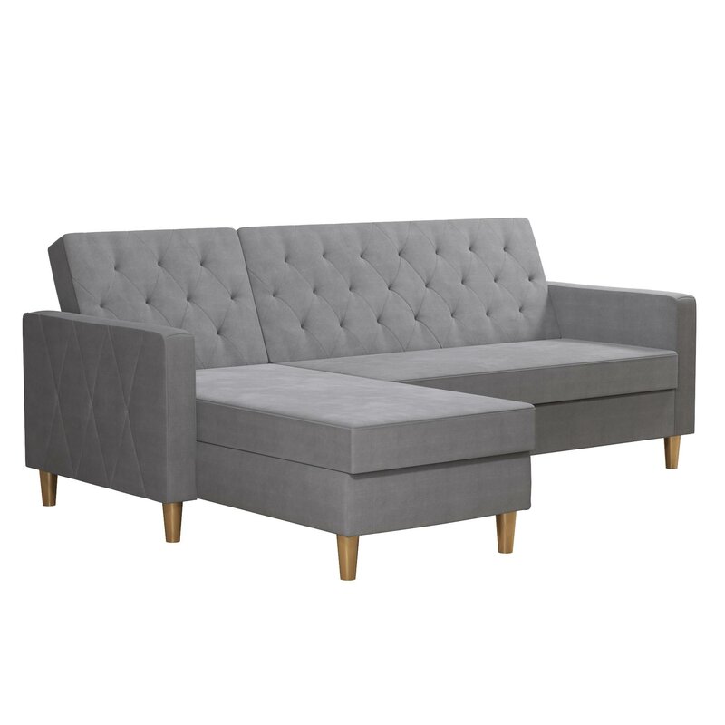 Modern reversible sectional sofa with chaise lounge extended