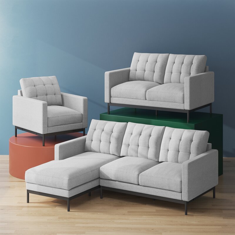 Spacious sectional couch with attached chaise lounge