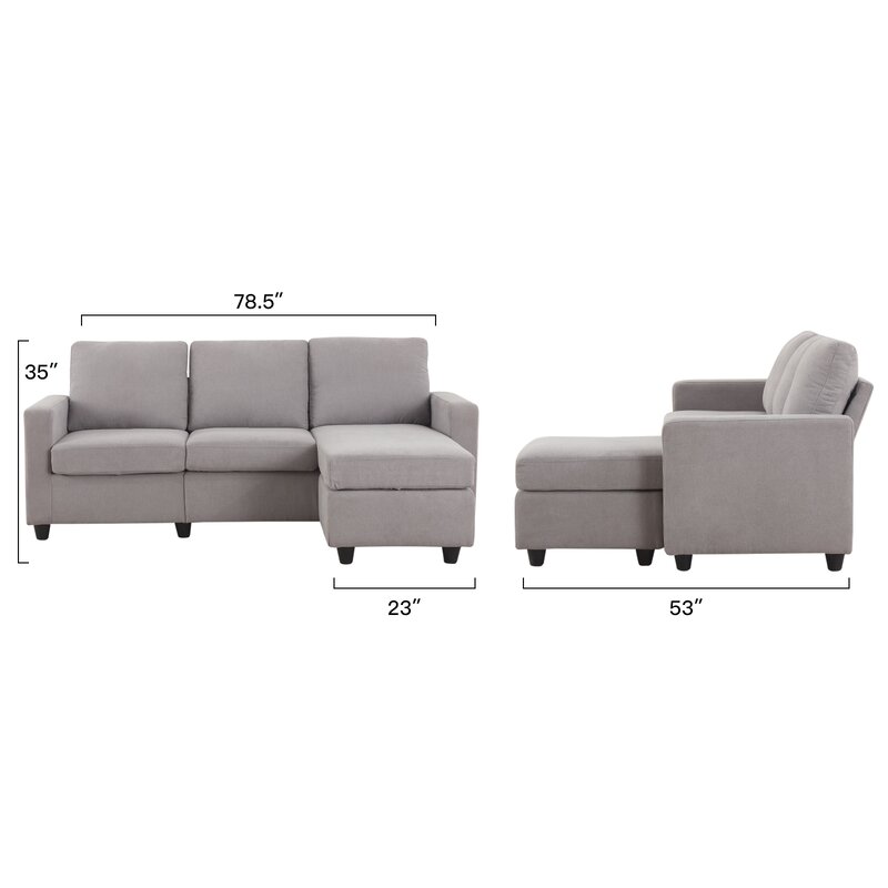 Spacious sectional sofa with chaise providing ample seating for family and guests.