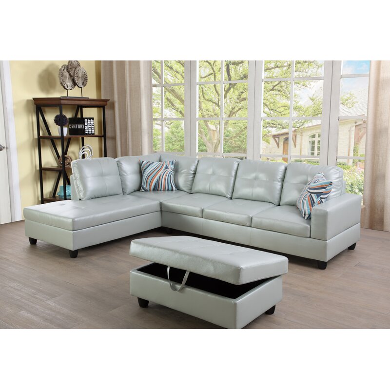 Gray wide sofa and chaise set for a relaxed living room.