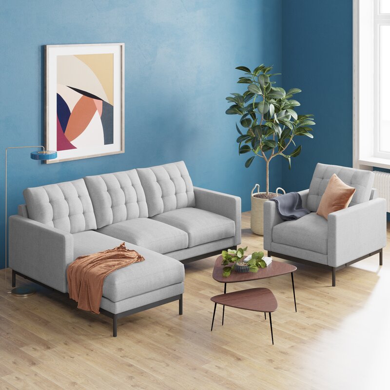 Modern reversible chaise sofa for family rooms
