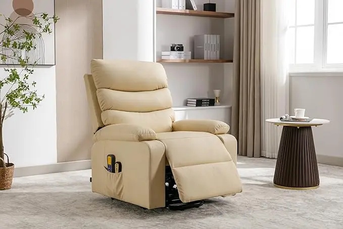 Recliner chair with cup holders and side pocket for convenience