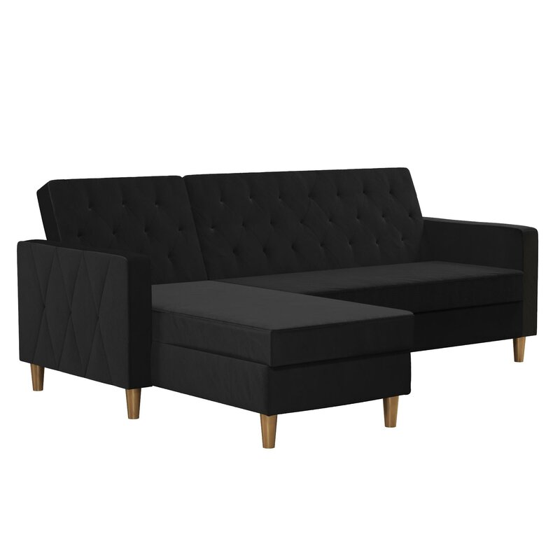 Fabric texture and upholstery detail of the convertible sofa