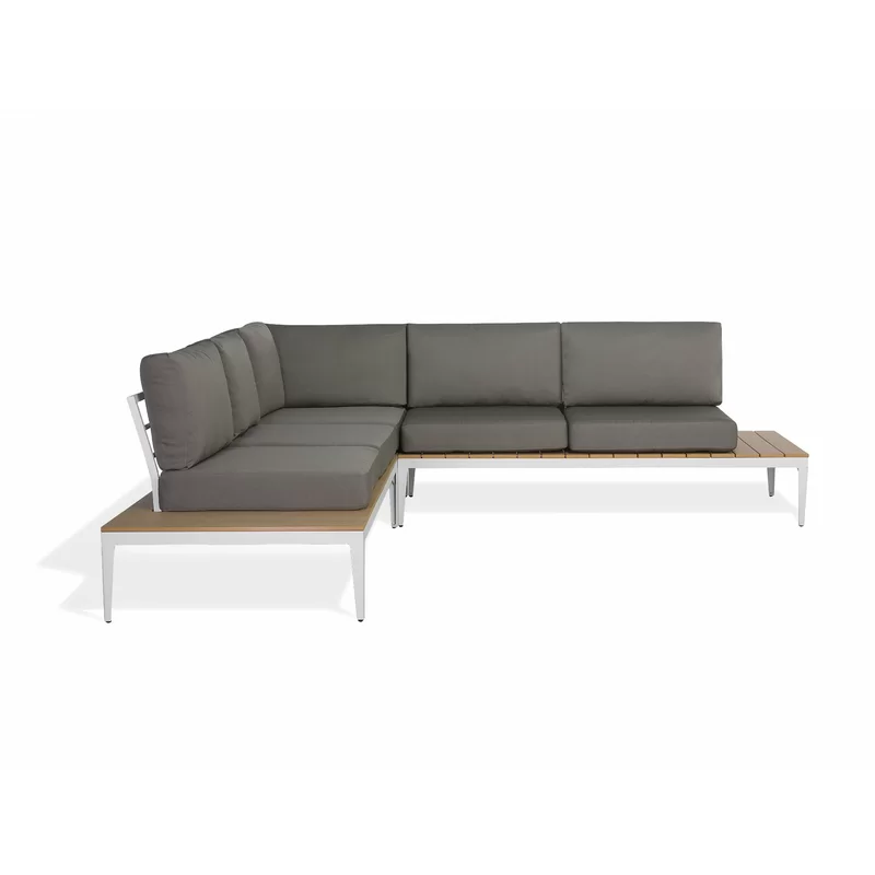 The deep seating cushion in a neutral color on the garden lounge chair.
