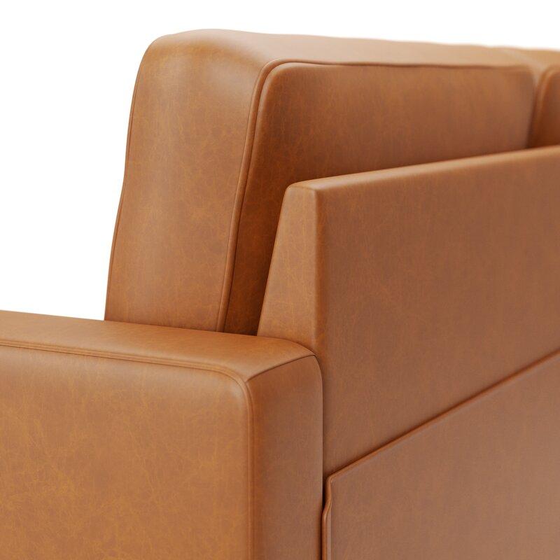 Mid-century modern inspired sofa with block-like arms