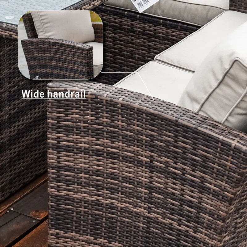 Eight-person garden seating set with side tables