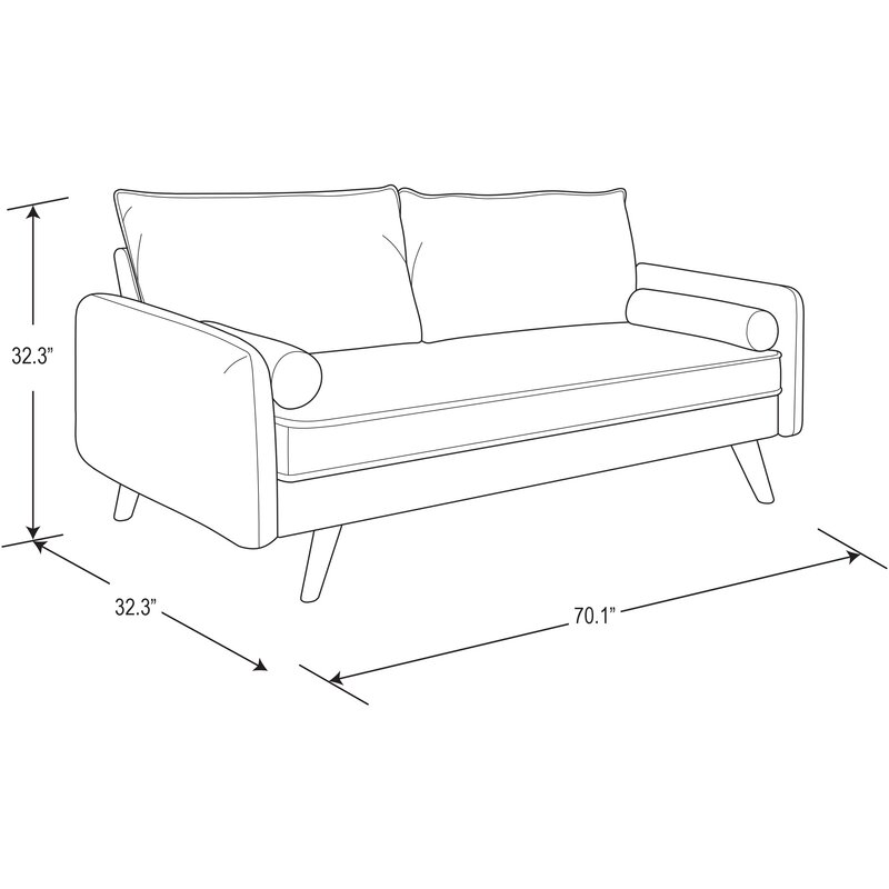 Modern fabric sofa with plush cushions and square arm design.