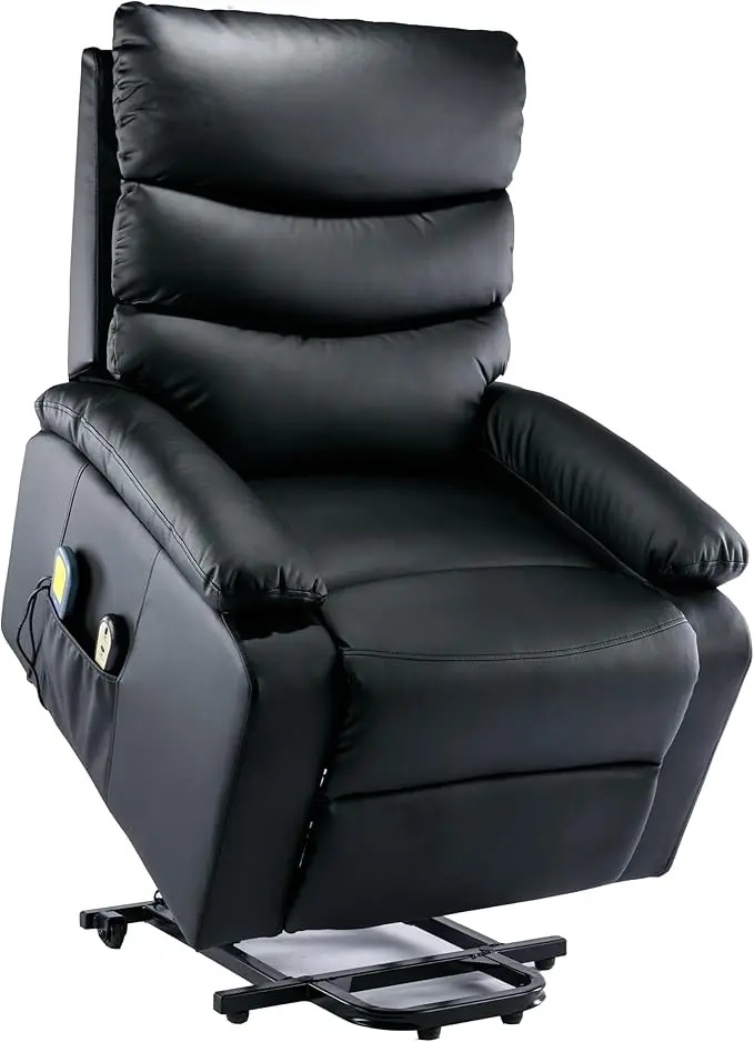 Close-up of the recliner's remote control with massage settings