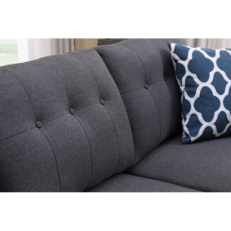 Upholstered sectional couch with left or right facing chaise