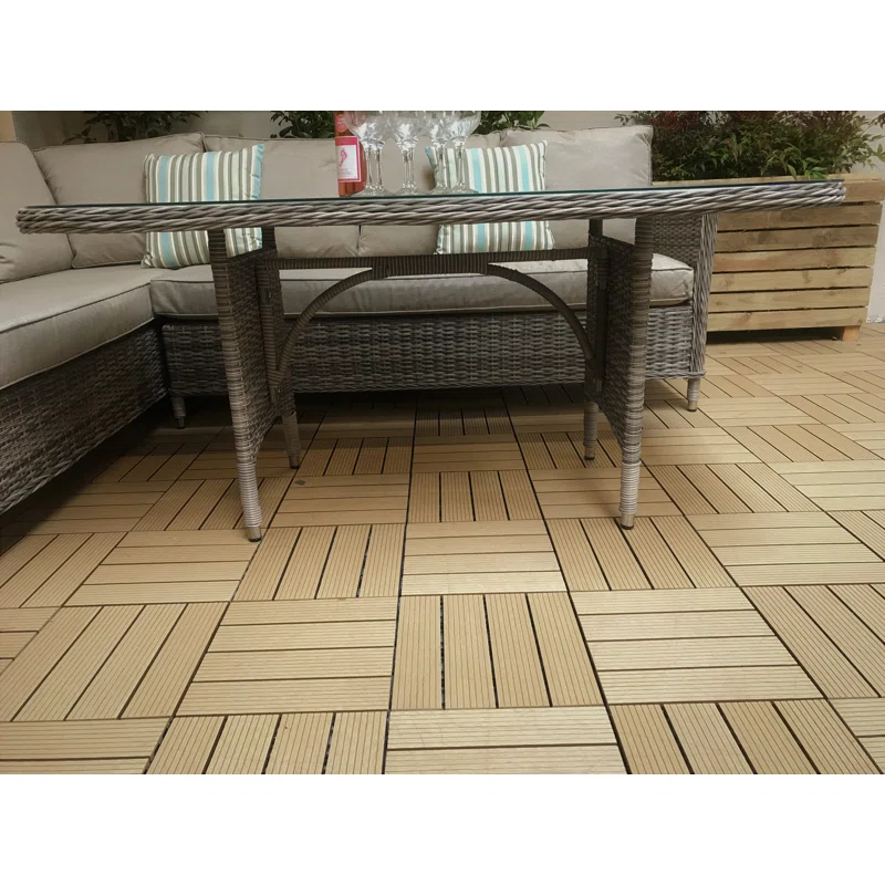 Modern patio furniture group with a large center table