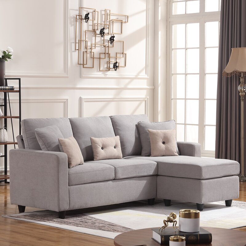Top-down view of the reversible sectional sofa showcasing its complete L-shape configuration.