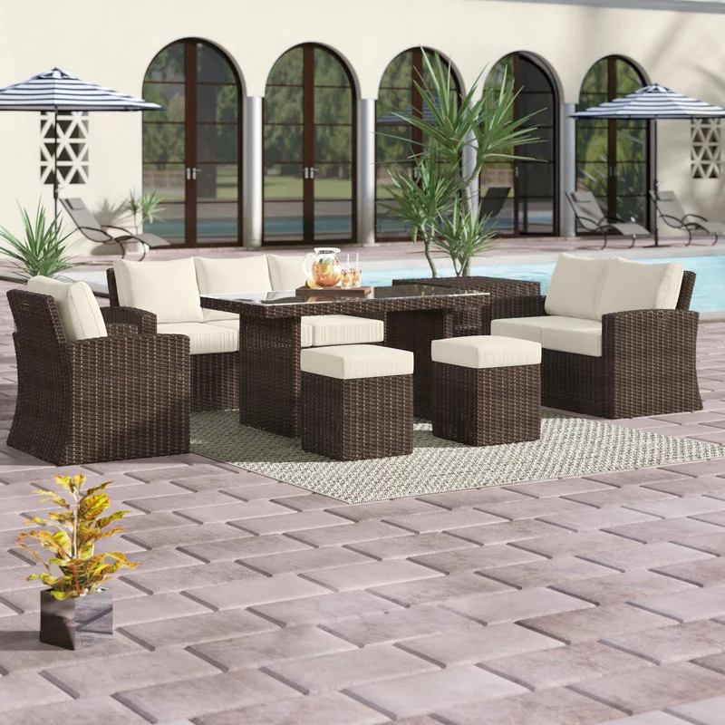 All-weather outdoor sectional sofa set with cushions