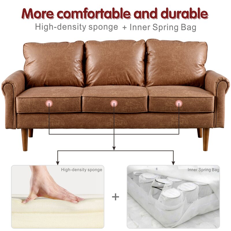 Durable fabric sofa with a supportive seat and classic silhouette.
