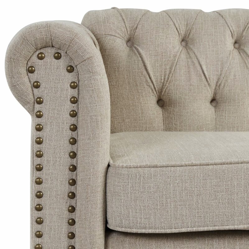 Button-tufted Chesterfield couch for living room