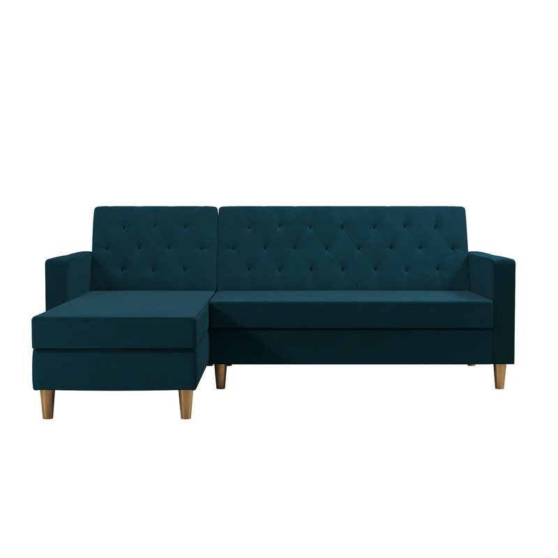 Modern reversible sectional sofa with chaise lounge extended