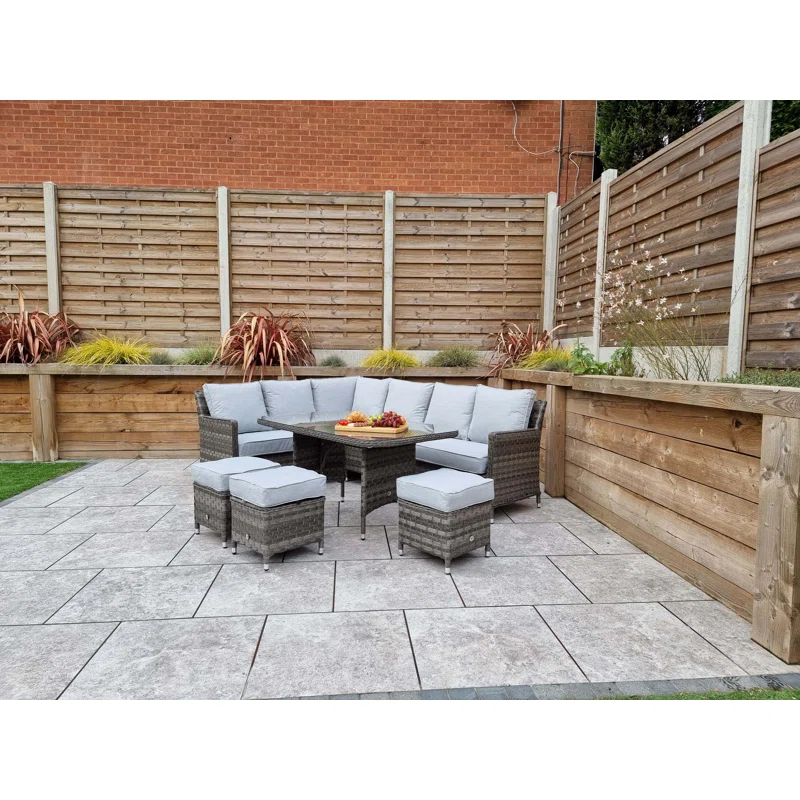 Backyard conversation set with a neutral wicker design