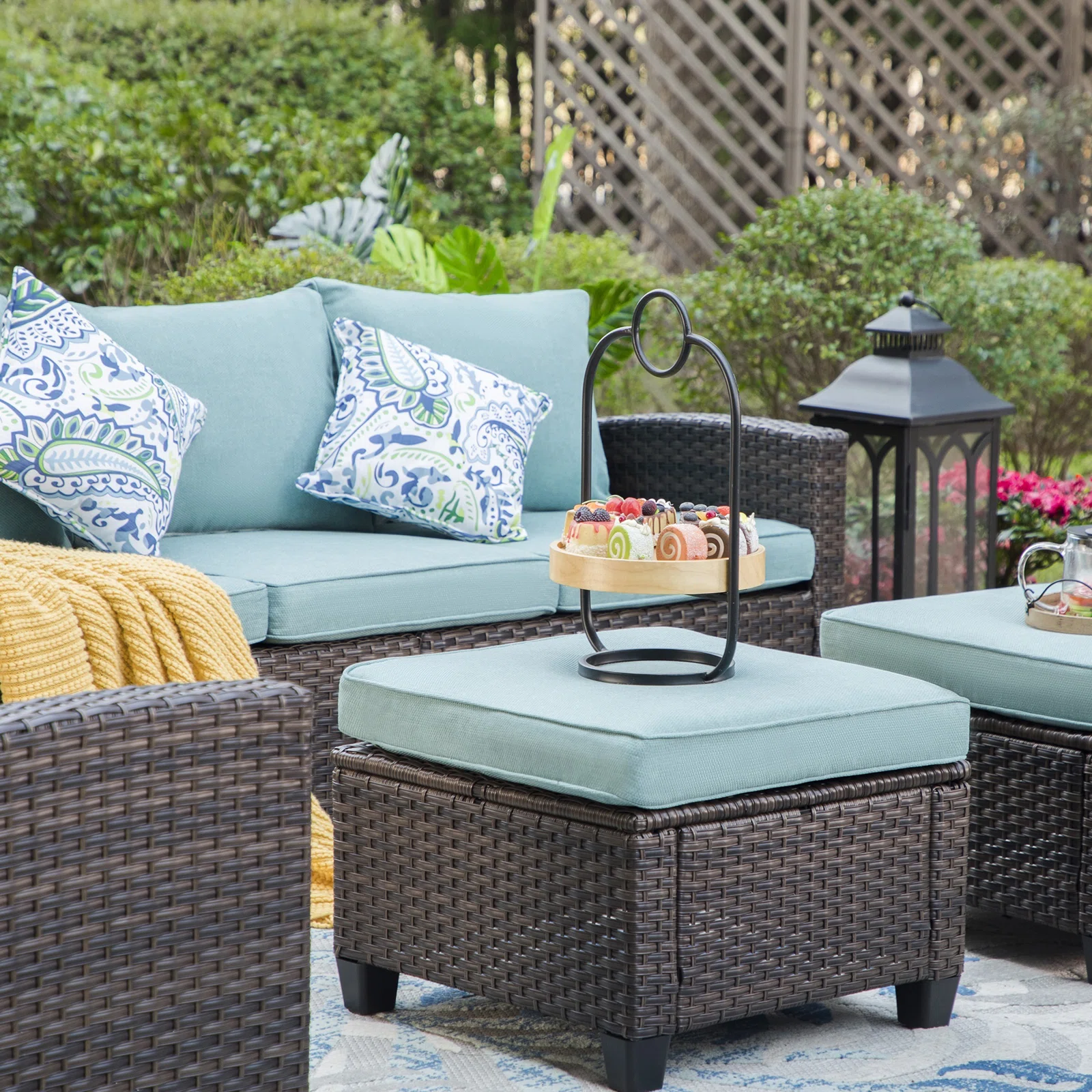 Water-resistant all-weather rattan sofa set