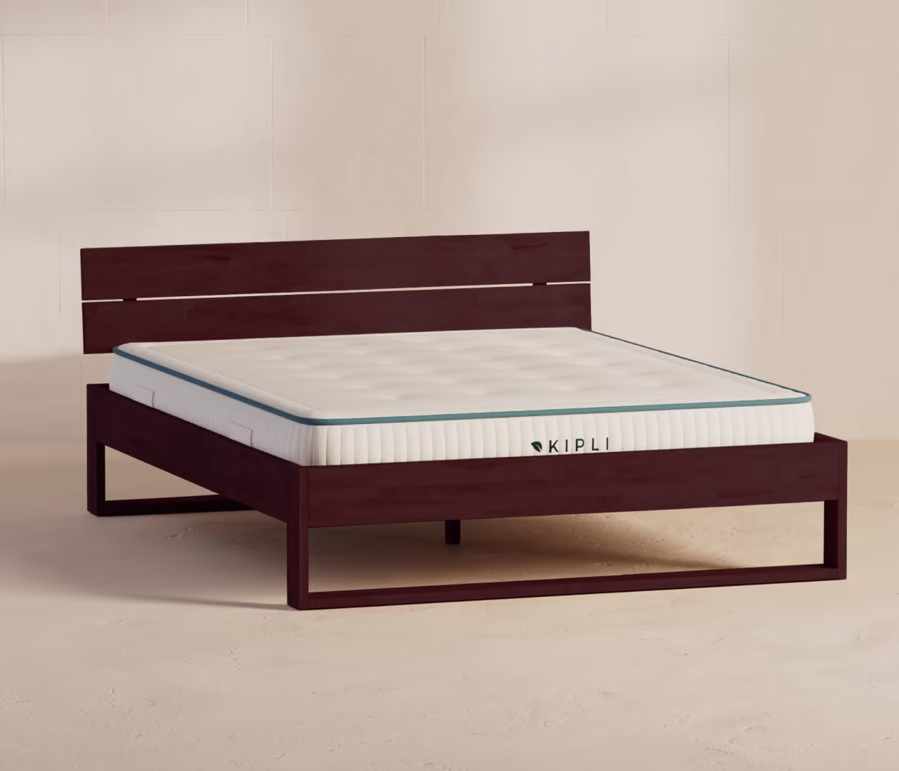 Solid wood bed frame with natural finish