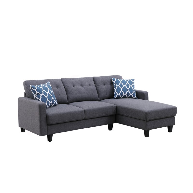 Reversible L-shaped sectional sofa with chaise lounge