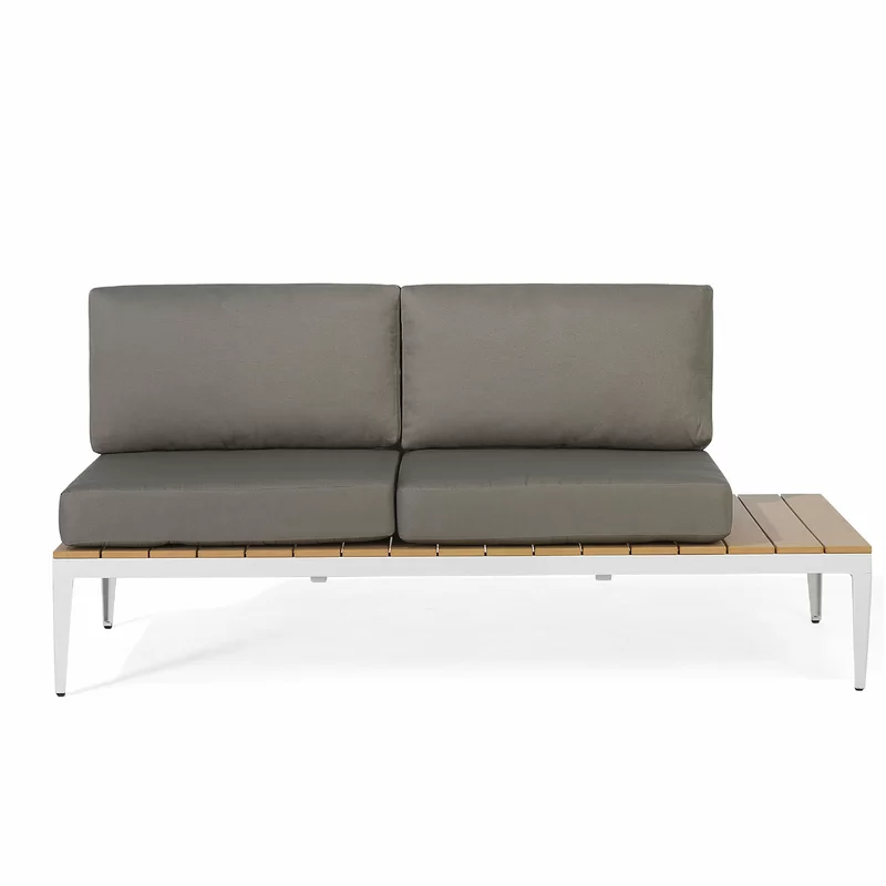The complete garden furniture set showing sofa, chairs, and table.
