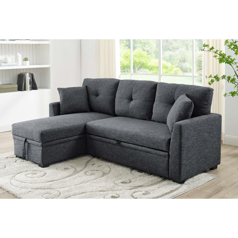 The reversible chaise lounge attached to the left side of the sofa.