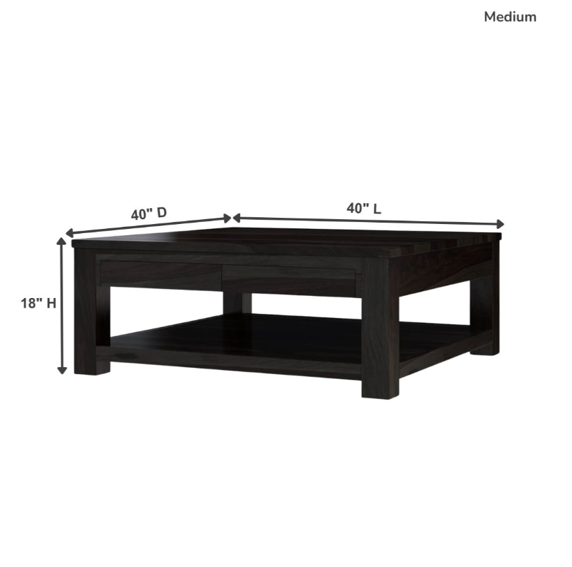 Minimalist square living room table for drinks and decor.