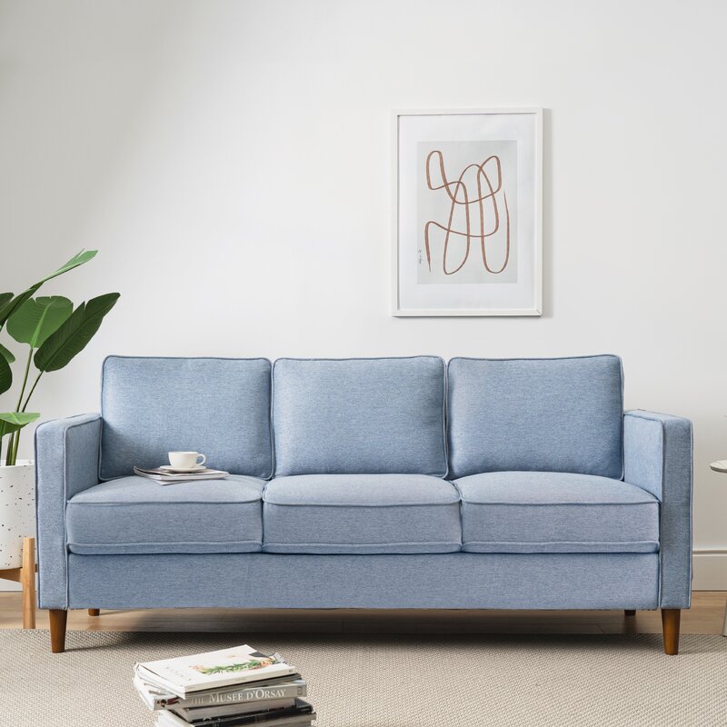 Square arm sofa in a living room