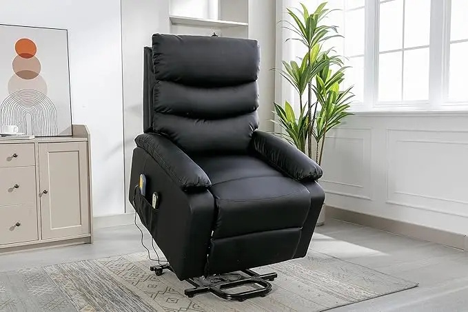 Person using the lift function to stand up from the recliner