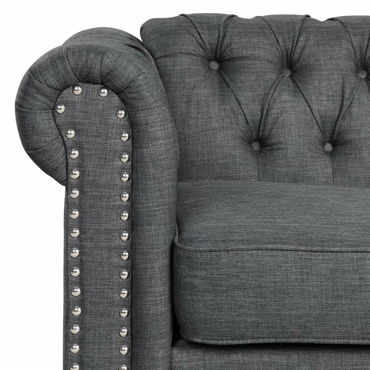 Large leather Chesterfield style sofa