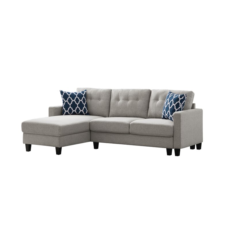 Modern fabric sectional sofa with movable chaise