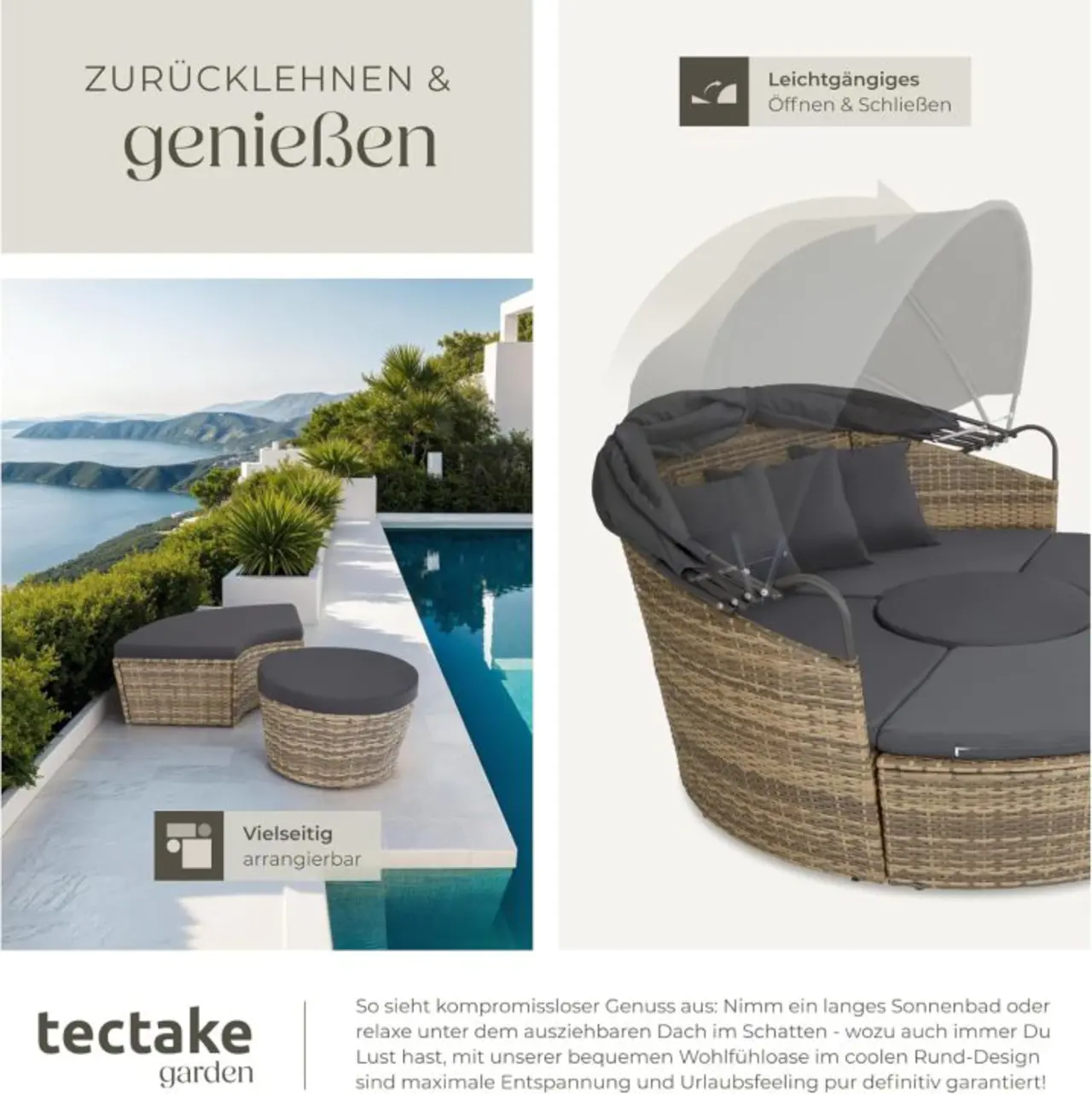 Dimensions and assembly details of the freestanding sun lounger chair set.