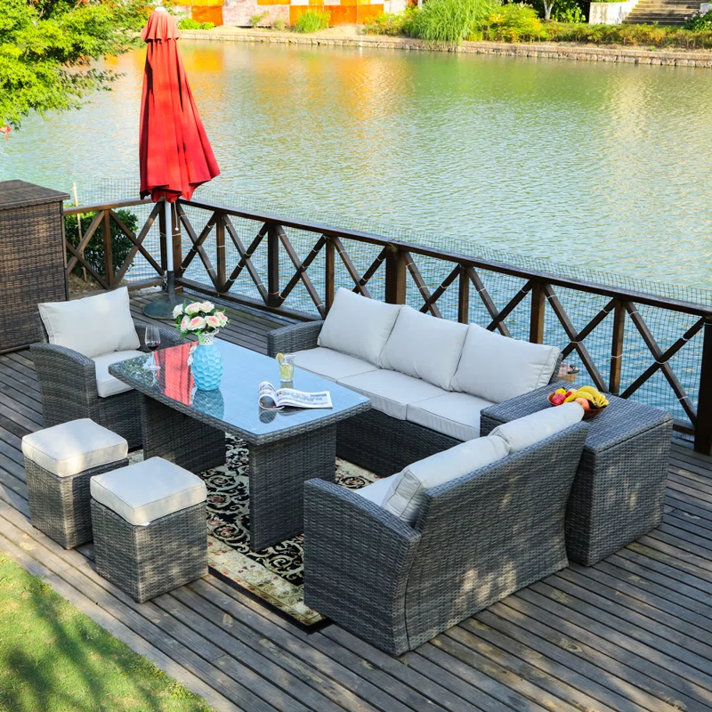 Modern outdoor sectional set for patio or deck