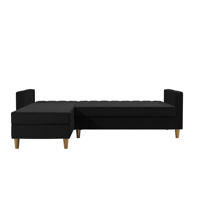 Top-down view showing the L-shape of the sectional with chaise