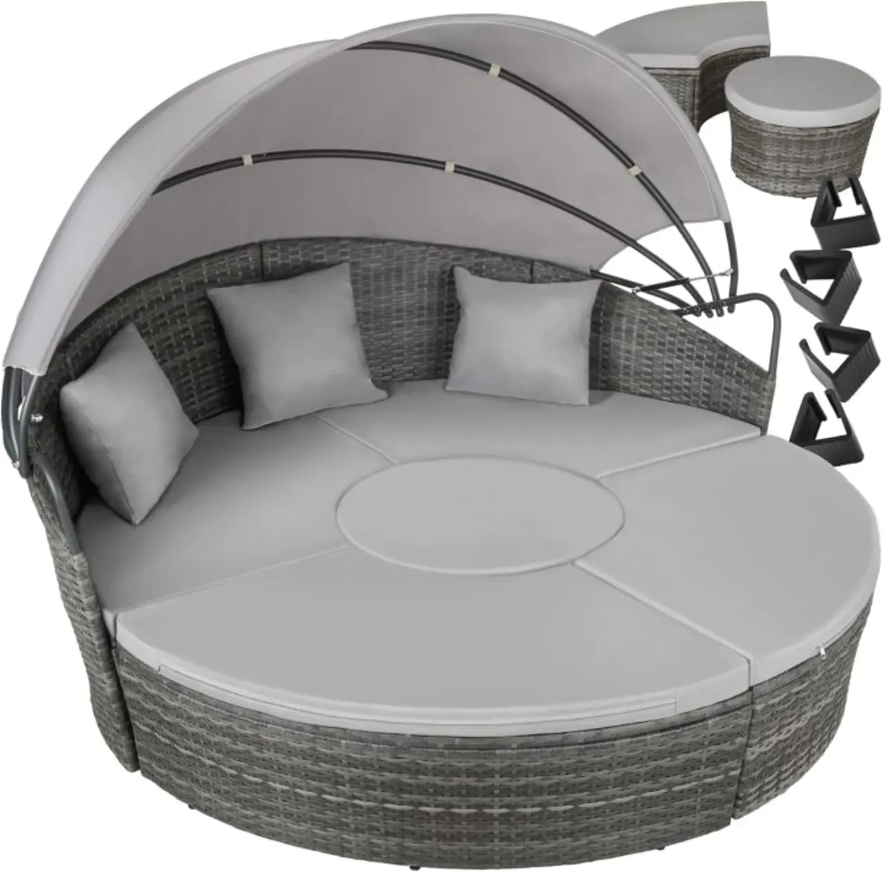 Close-up of the textured all-weather wicker weaving and durable frame.