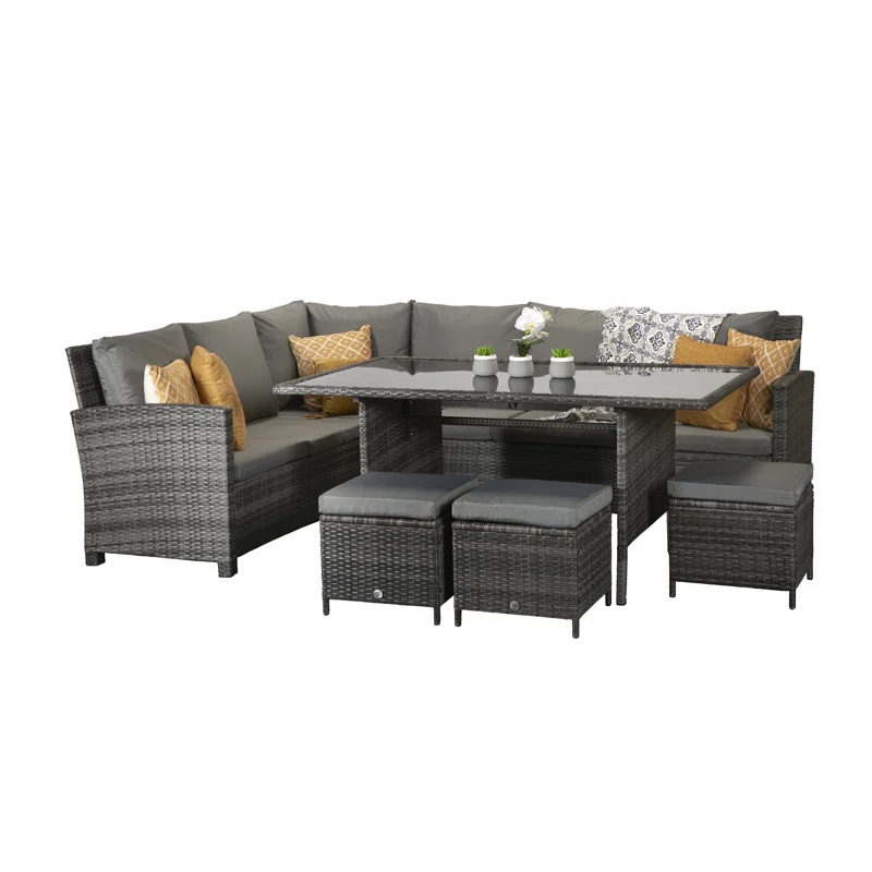 Modular sectional pieces separated to show flexible arrangement options.
