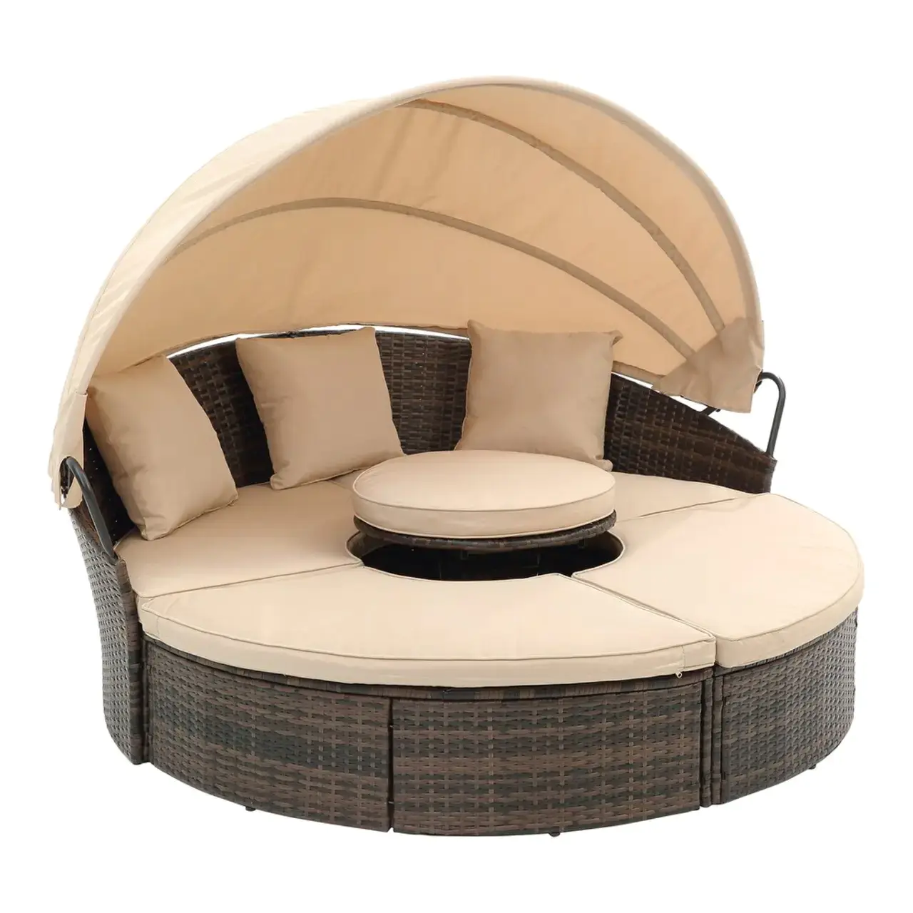 Spacious wicker swing chair for garden, balcony, or porch relaxation.