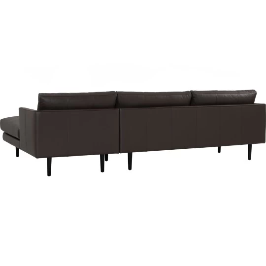 Brown L-shaped couch in a contemporary living room setting