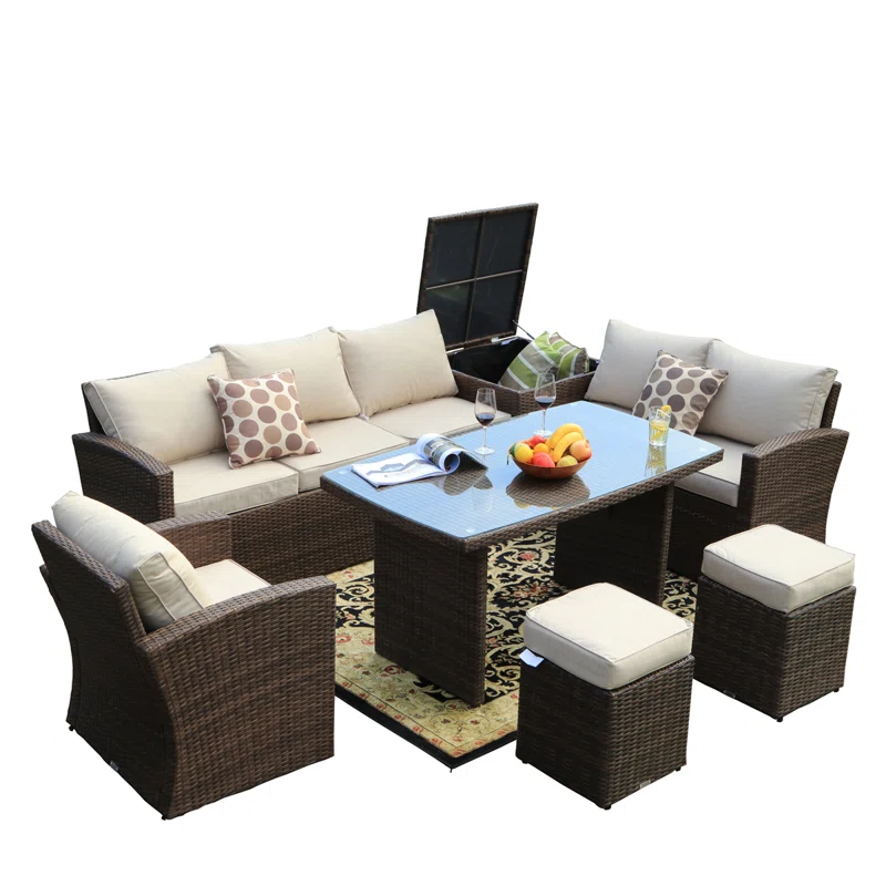 All-weather outdoor sectional sofa set with cushions