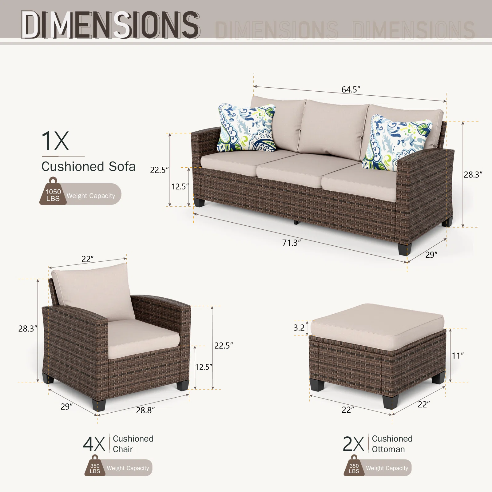 Durable synthetic wicker outdoor sectional