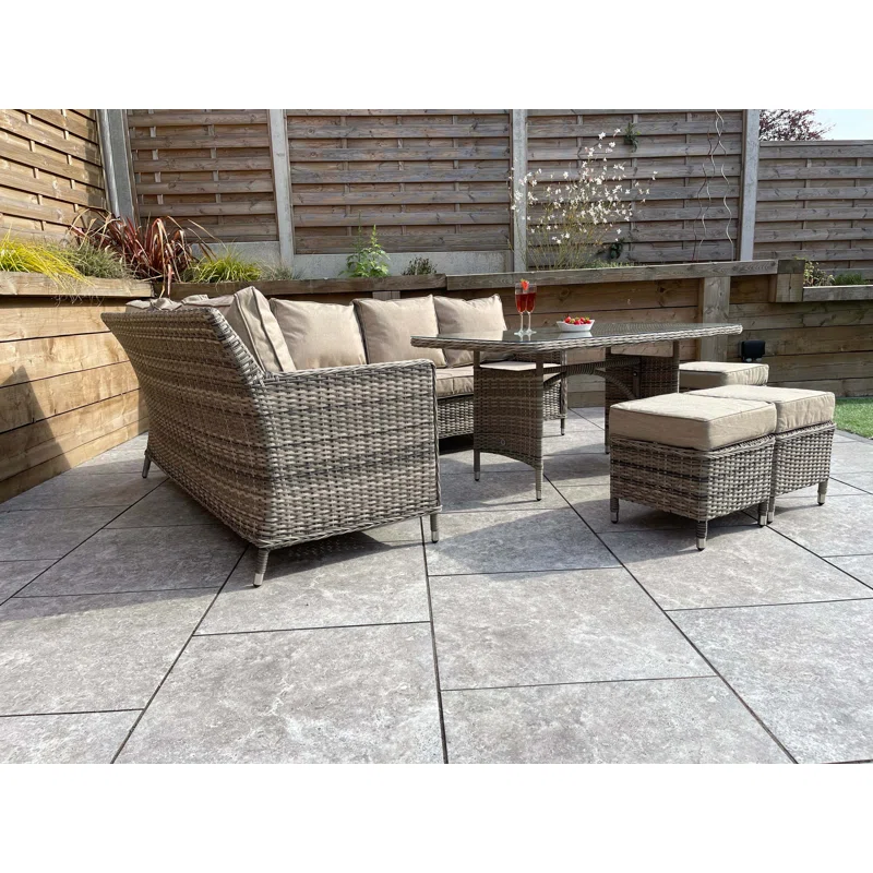 Durable synthetic wicker outdoor sectional set