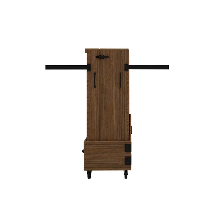 Space-saving rolling cabinet bed in closed position