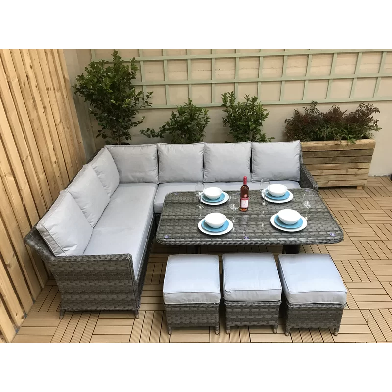 Durable synthetic wicker outdoor sectional set