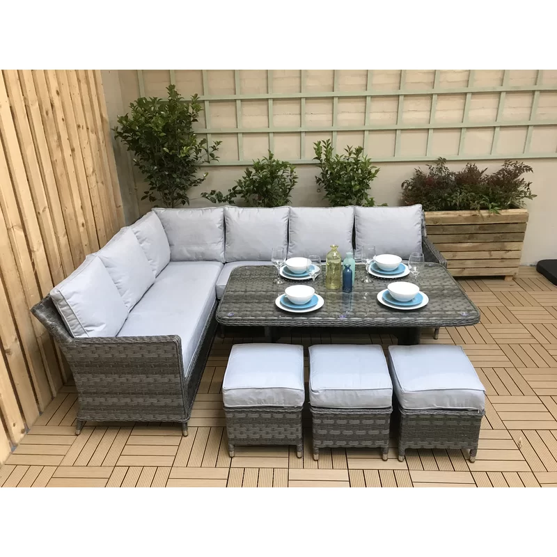 Nine-seater patio lounge furniture for poolside relaxation