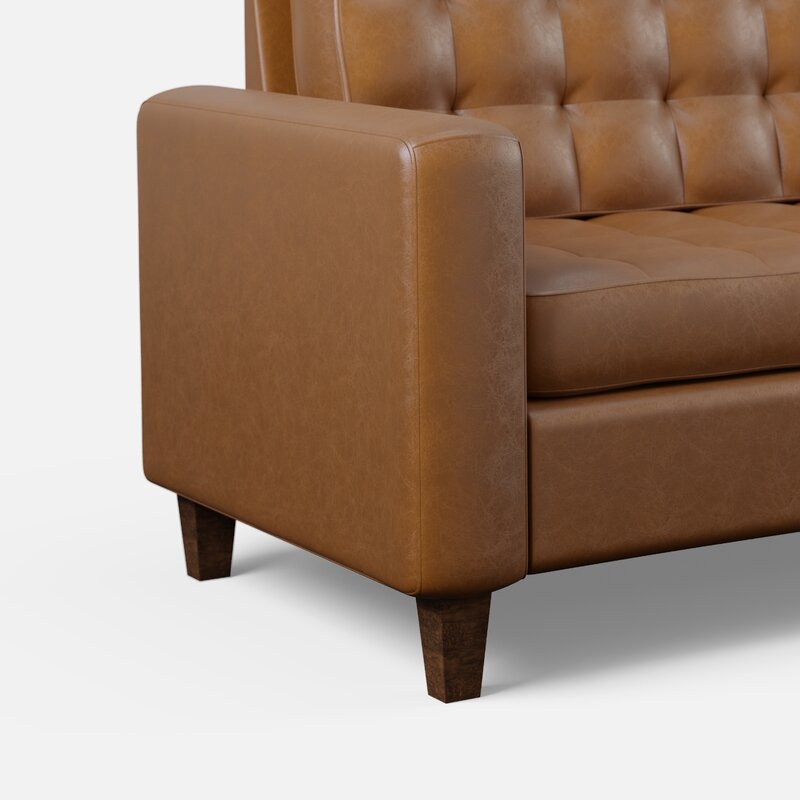 Square arm loveseat in a neutral tone for versatile styling