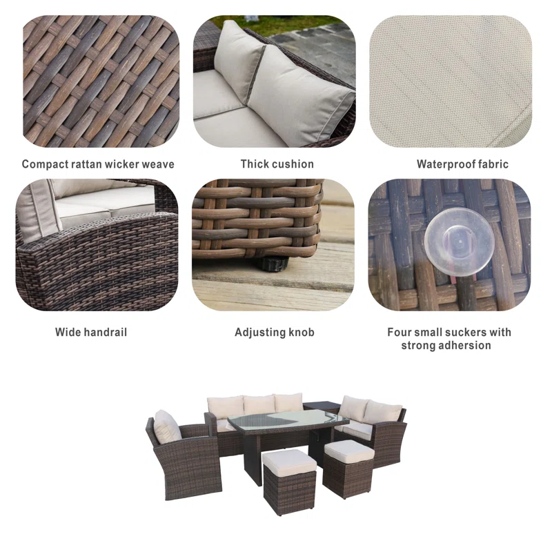 Backyard furniture set with deep seating and throw pillows