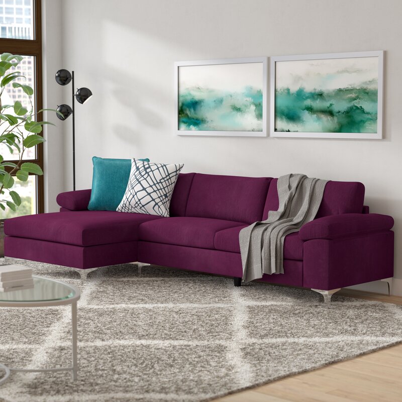 Family sized sectional couch with reclining chaise lounge