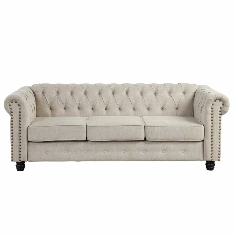Distressed leather Chesterfield couch