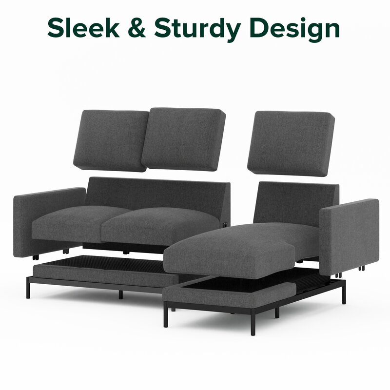 Versatile left or right facing L-shaped couch with chaise lounge.