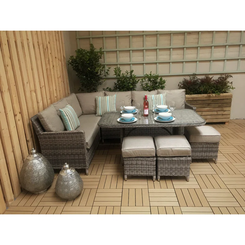 Nine-seater patio lounge furniture for poolside relaxation